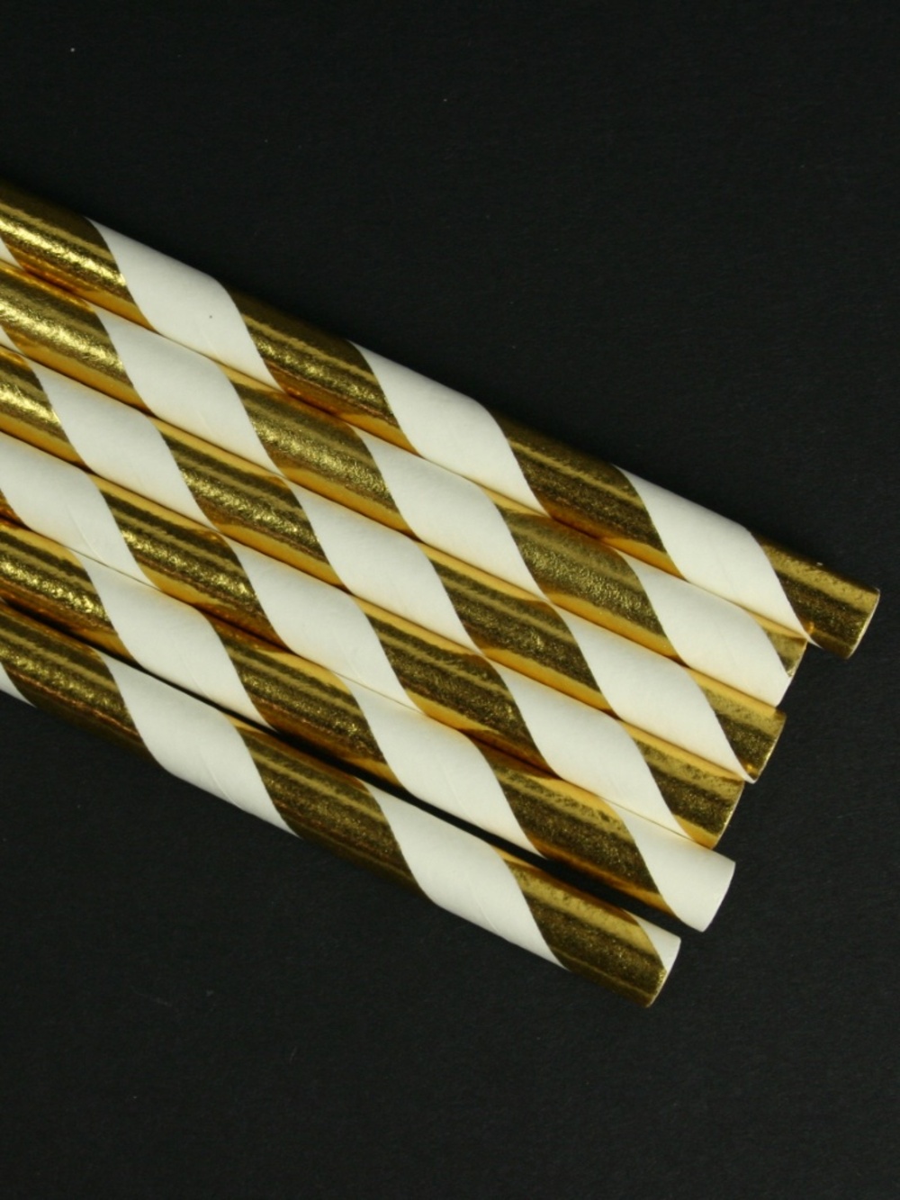 Eco-Friendly 7.75" GOLD STRIPED FOIL Paper Straws 100 straws